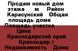 Продам новый дом 2 этажа 120 м2 › Район ­ Карасунский › Общая площадь дома ­ 120 › Площадь участка ­ 300 › Цена ­ 4 000 000 - Краснодарский край, Краснодар г. Недвижимость » Дома, коттеджи, дачи продажа   . Краснодарский край,Краснодар г.